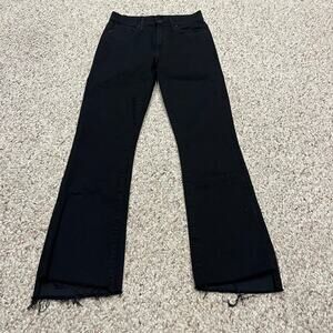 Mother The Insider Crop Step Fray Jeans Sz 24 Black Denim Grunge Not Guilty
